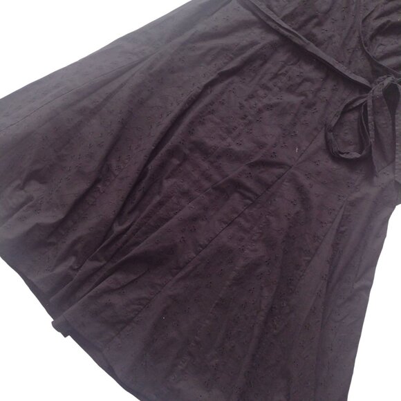 Lane Bryant Black Faux Wrap Dress XXL Cotton Eyelet Retro Midi 24 Runs Small 2X - Picture 6 of 11